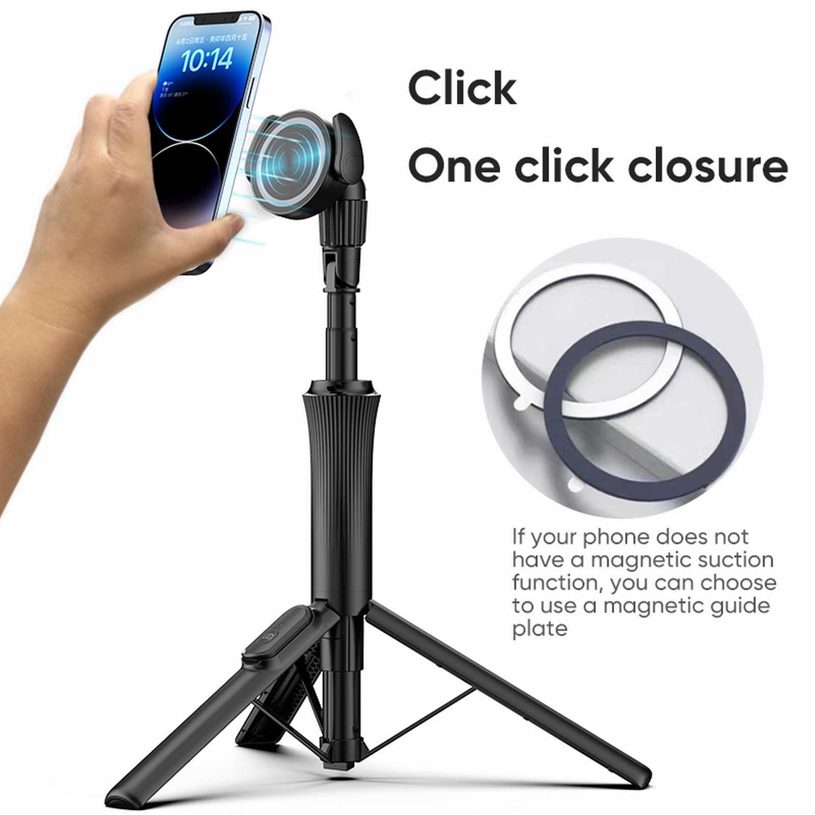 MagStik Magnetic Selfie Stick Phone Tripod Stand with Bluetooth Remote Control