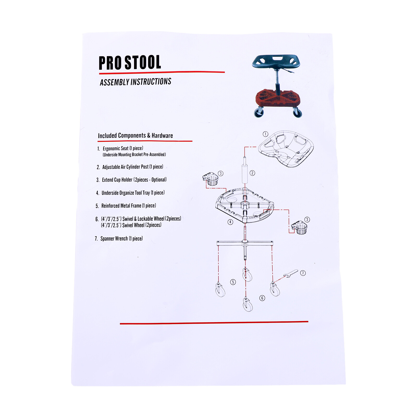 Adjustable Garage Shop Stool Rolling Work Stool Mechanic Work Seat With Casters