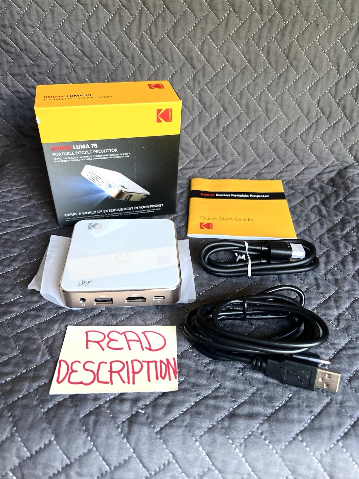 Kodak Luma 75 Portable Pocket Projector  WORKS SEE VIDEO UNUSED?? READ
