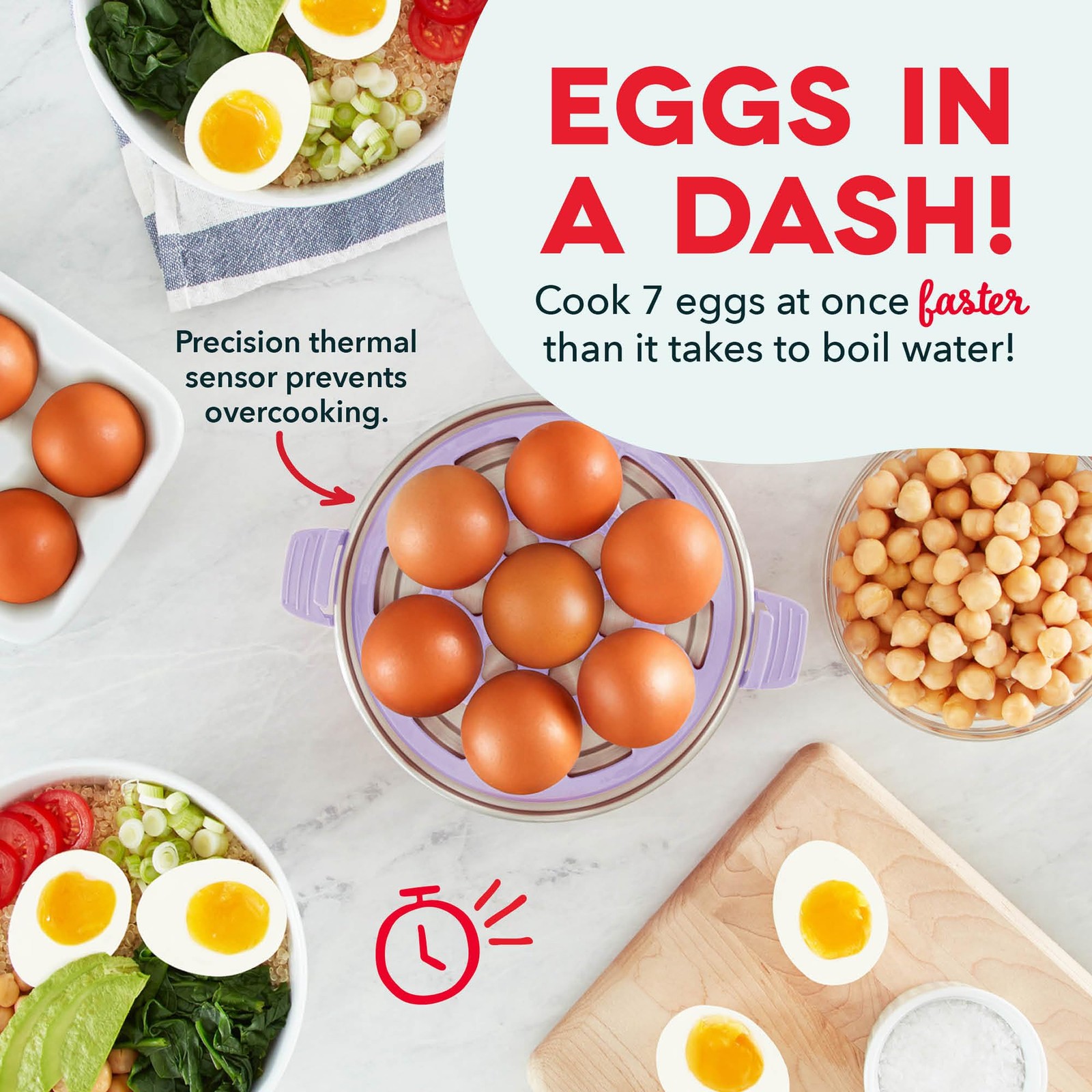 Dash Rapid Egg Cooker - Boiler, Poacher & Steamer - Includes 7 Eggs, Lavender