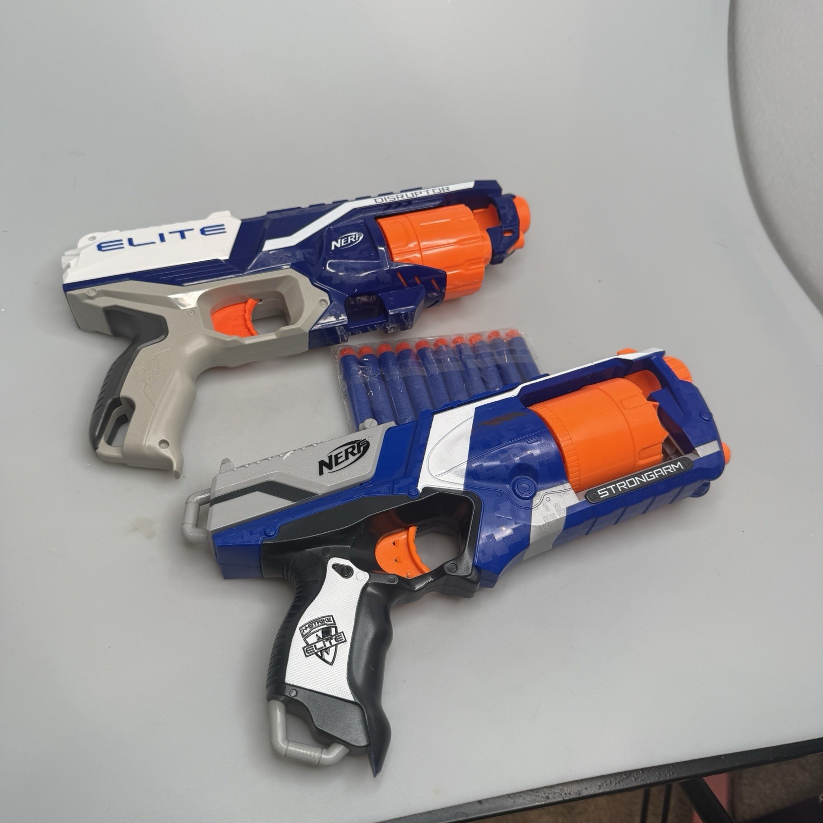 NERF N-Strike Elite Disruptor & Strongarm Blaster Lot 2 w/ 10 Darts EUC