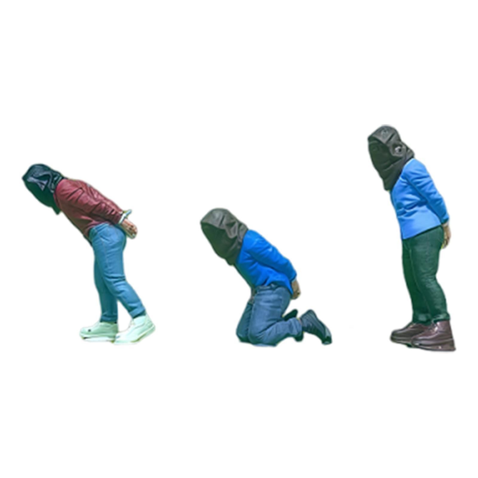 3Pcs 1:64 Scale Hostage Miniature Figures Miniature Scene Models Small
