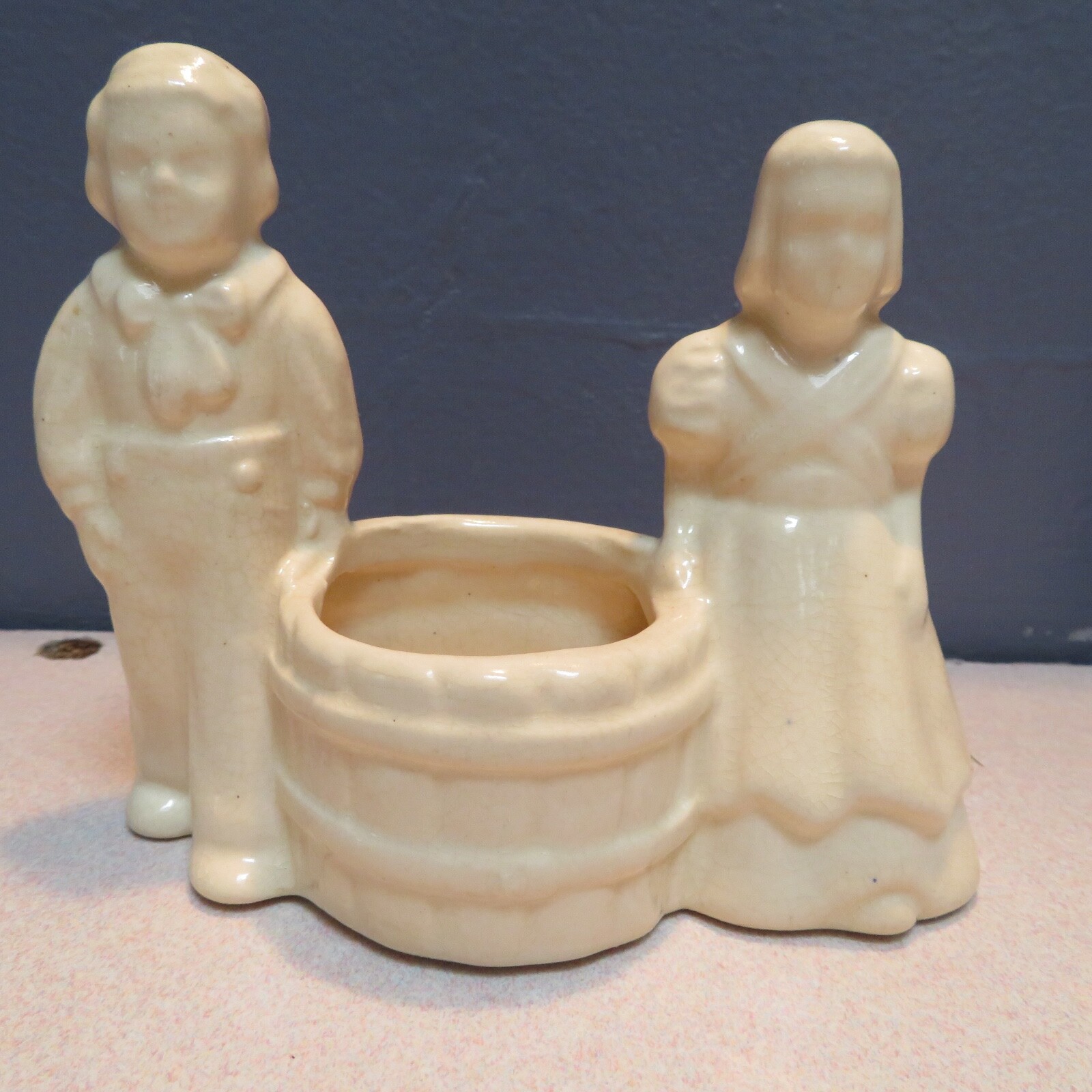 Vtg Ceramic Jack & Jill Dutch Planter