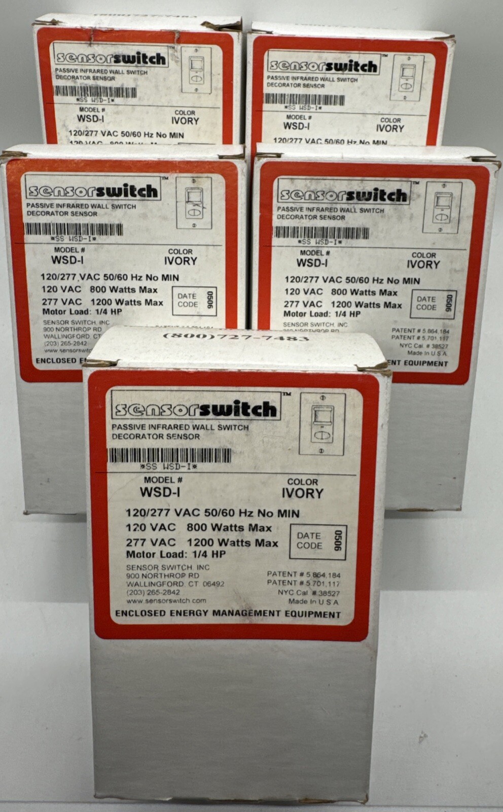 LOT OF 5 New SENSOR SWITCH WSD I PASSIVE INFRARED WALL SWITCH DECORATOR SENSOR