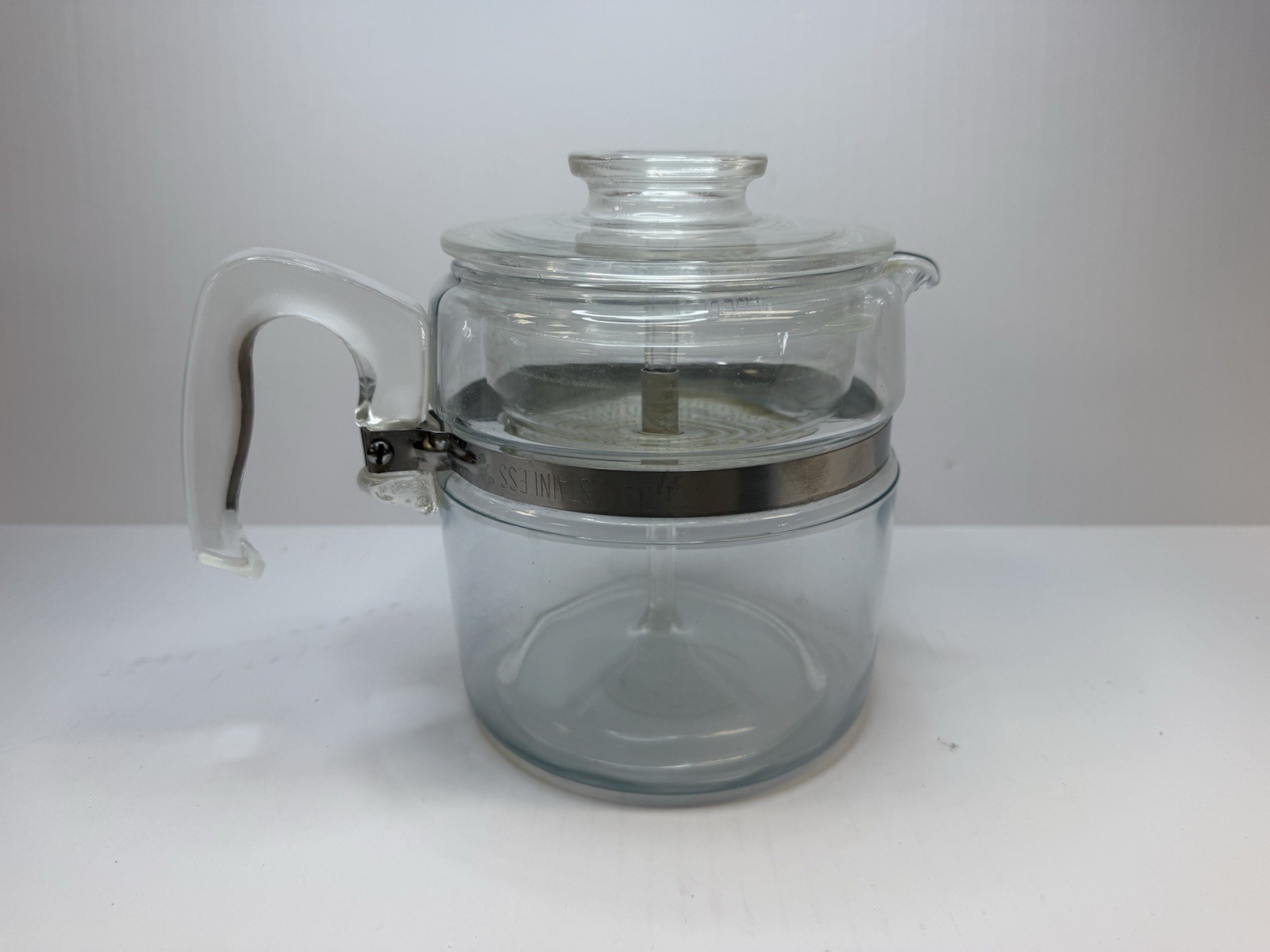 Vintage Pyrex Flameware 6 Cup Glass Percolator Coffee Pot Complete 7756-B USA