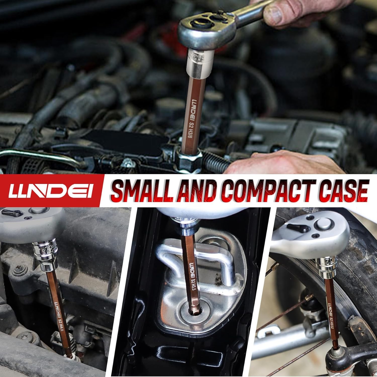 LLNDEI 3/8-Inch Drive Extra Long Allen Hex Bit Socket Set 19PCS- Standard...