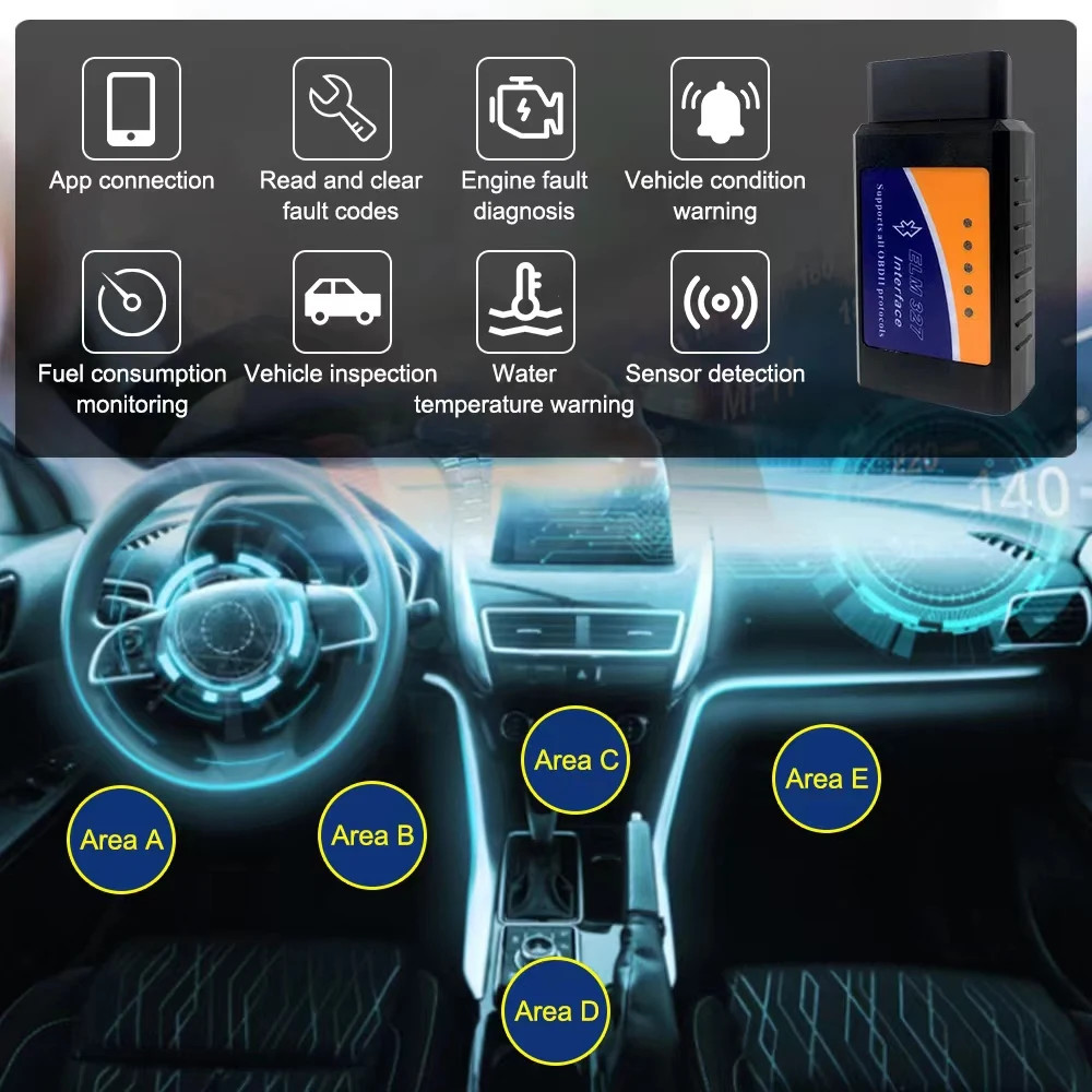 Bluetooth OBD2 OBDII Car Diagnostic Scanner Auto Fault Code Reader Tool ELM327