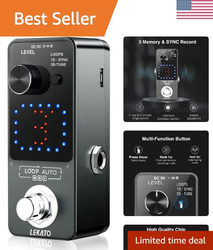 Looper Pedal,Guitar Looper Pedal for Electric Guitar&Bass Loop Pedal with SYN...