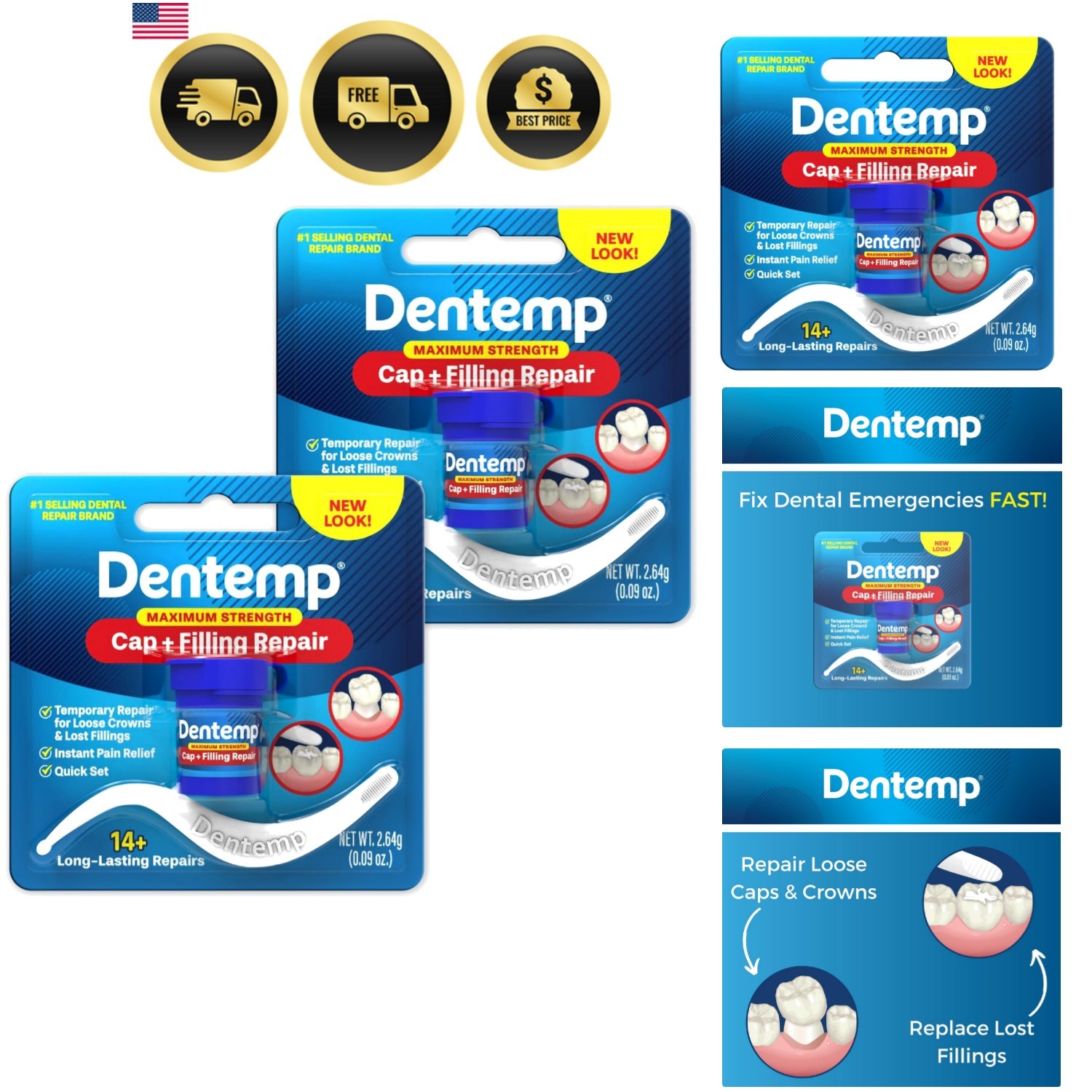 Maximum Strength Loose Cap and Lost Filling Repair - Dental Repair Kit for In...