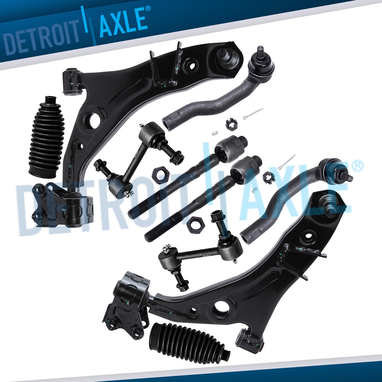 10pc Front Lower Control Arms Tie Rods Sway Bars for 2007 - 2014 Ford Edge MKX
