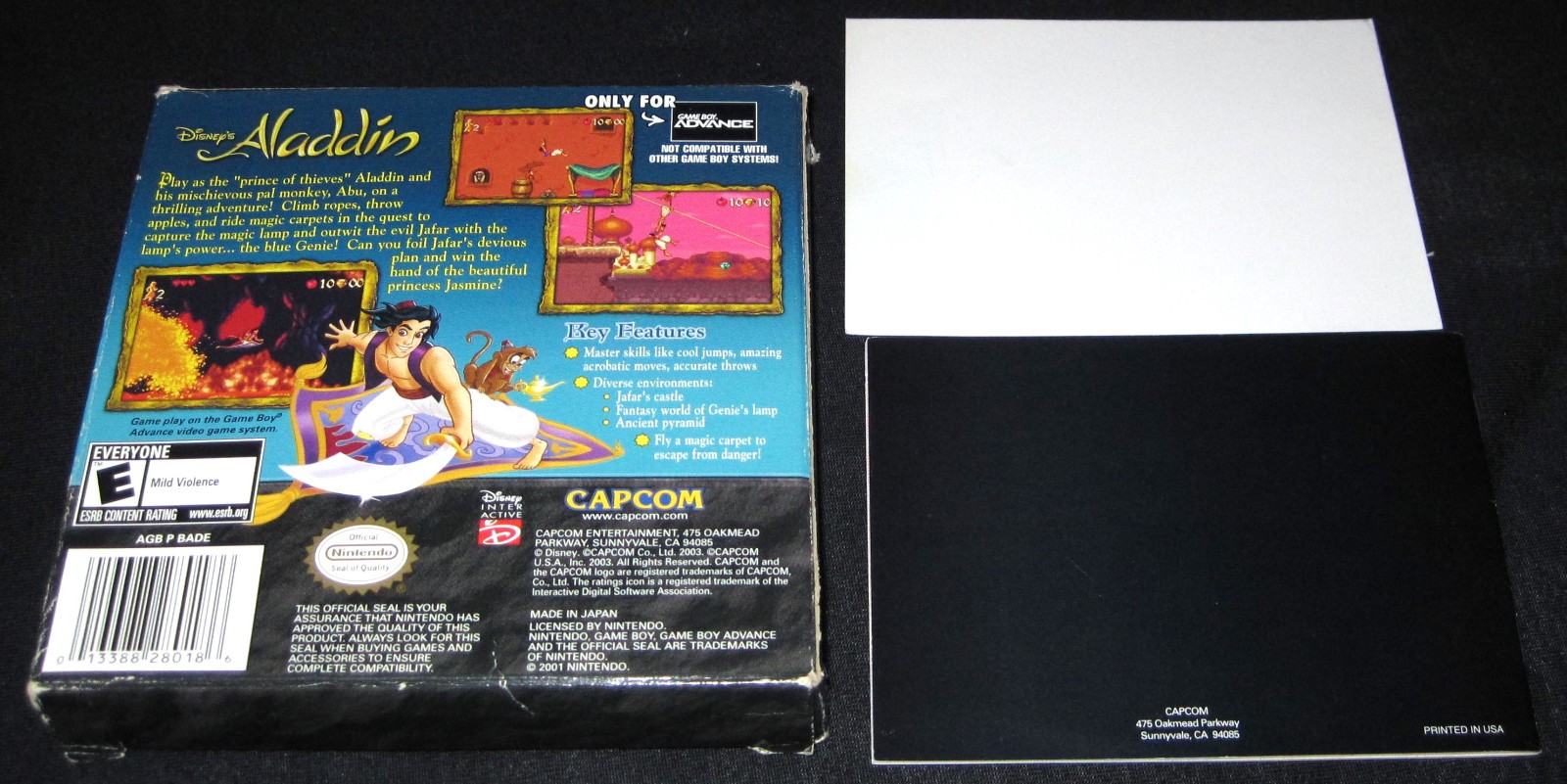 Aladdin - Box, Manual, Insert Only (Nintendo Game Boy Advance) Authentic