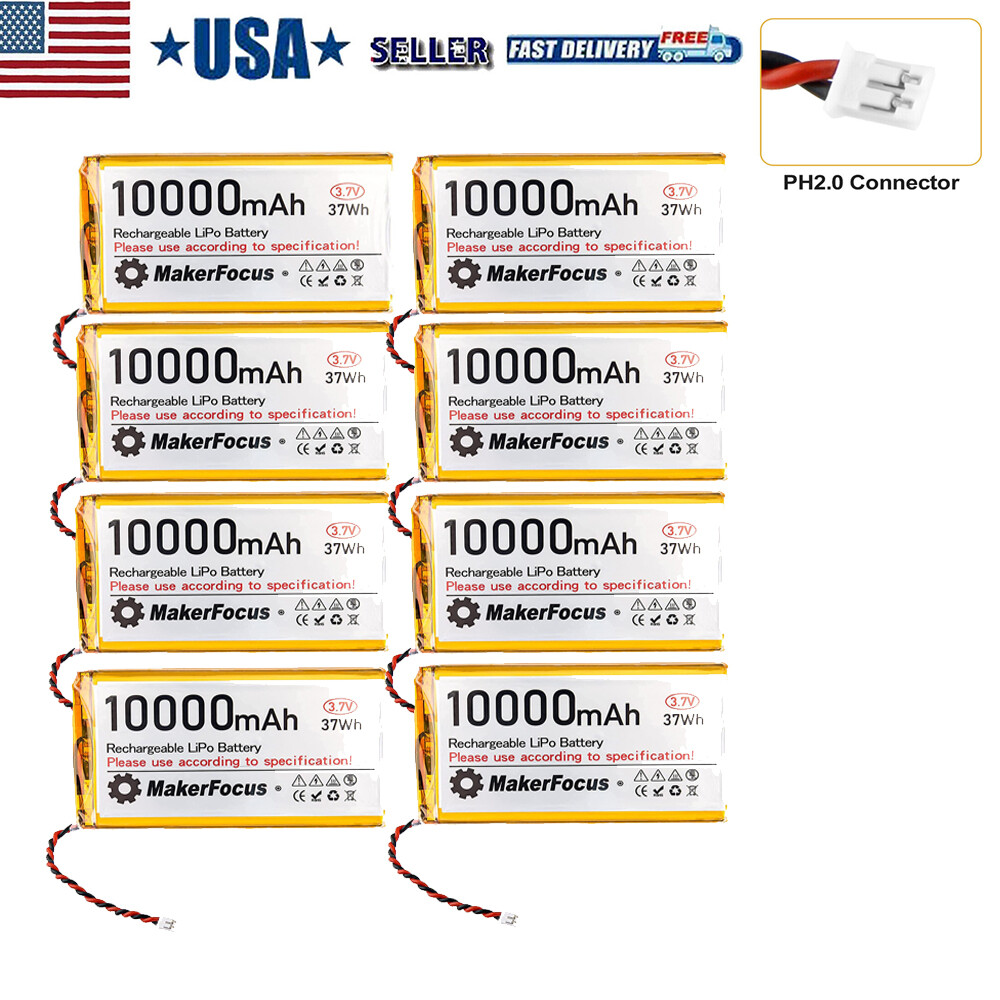10000mAh 3.7V Lithium Lipo Battery w/Micro PH2.0 Plug for Raspberry Pi UPS Board