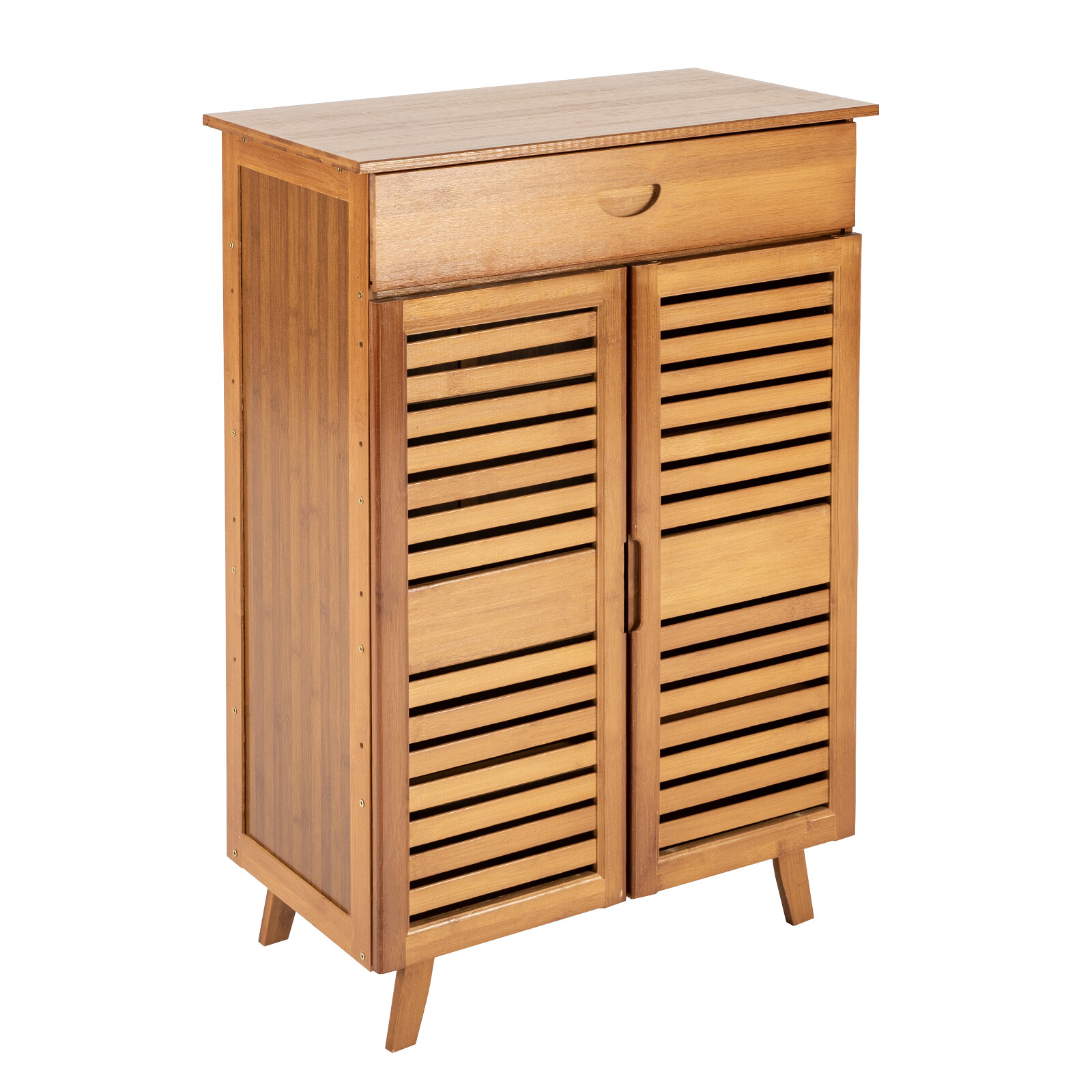 4-Tiers Bamboo Shoe Cabinet Entryway Hallway Rectangular Shoe Storage Cabinet