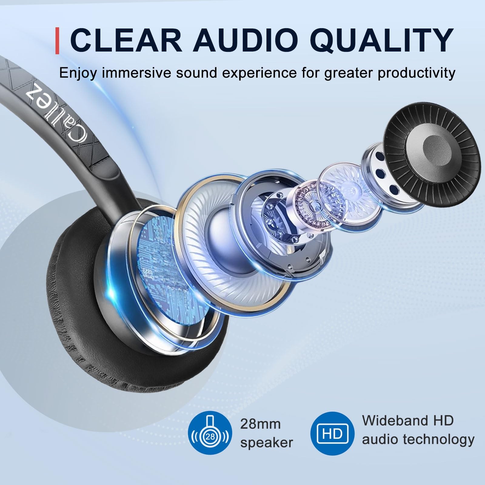 USB Headset with ENC Dual Noise Cancelling Microphone for PC Laptop