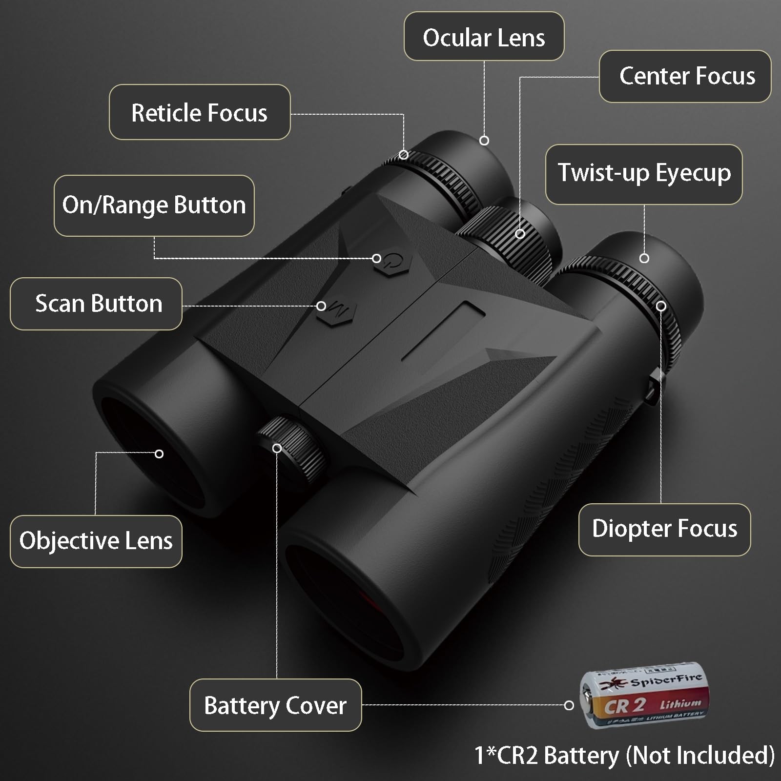 Gravoptics Rangefinder Binoculars for Hunting, 1968 Yard Long Range Laser