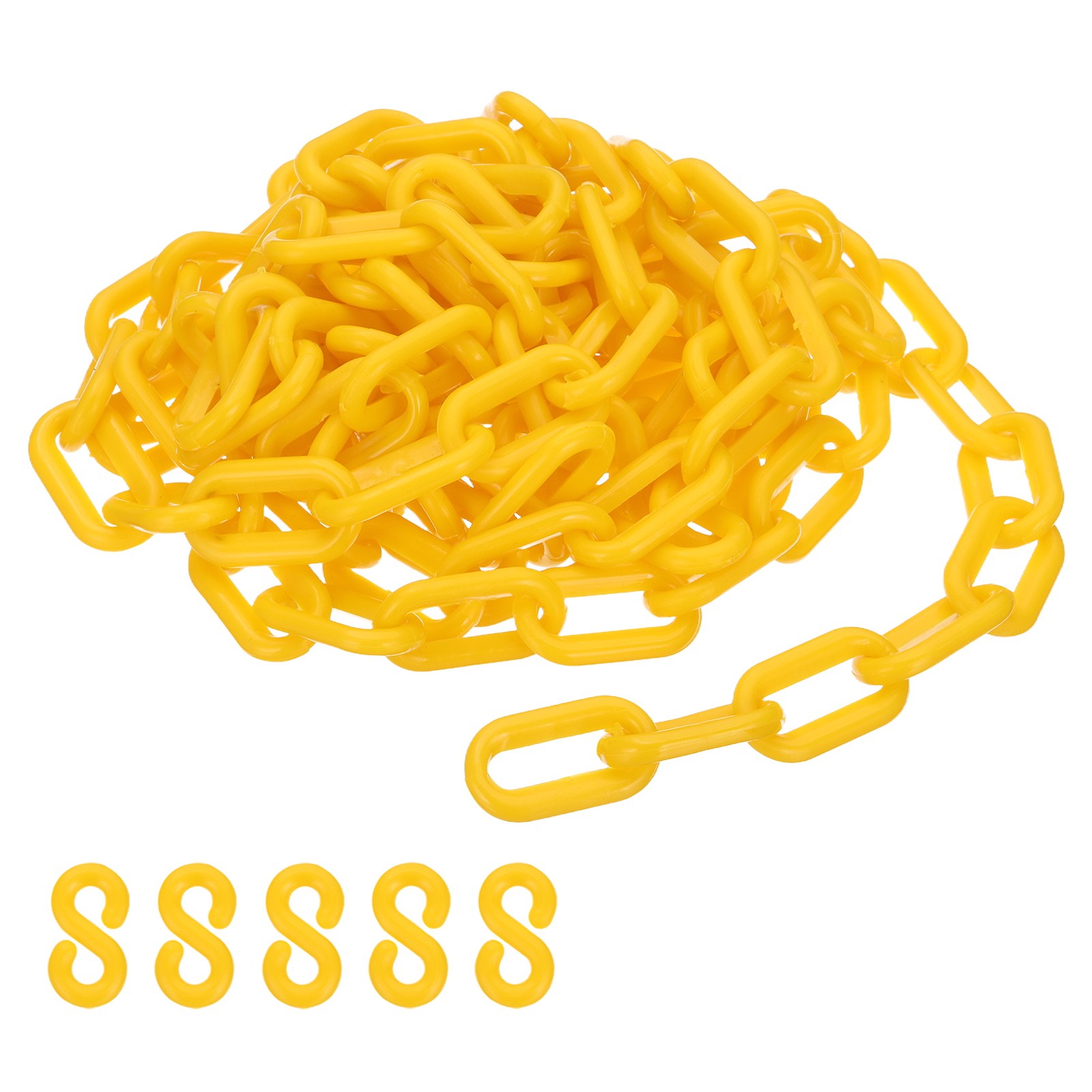 Yellow Plastic Chain, 10 ft 6mm Safety Barrier Chain