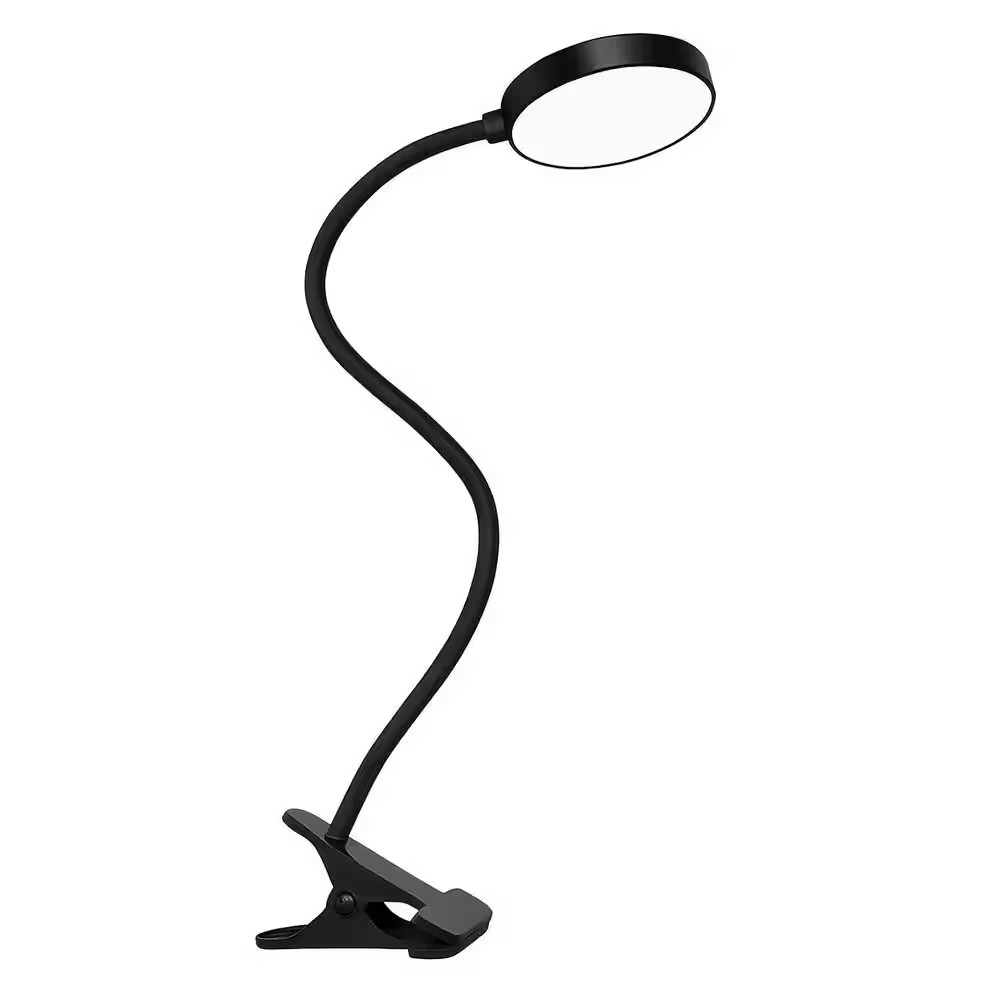 15.8 In. Black Dimmable and Flexible LED Clip-On Desk Lamp W/ Gooseneck and Remo