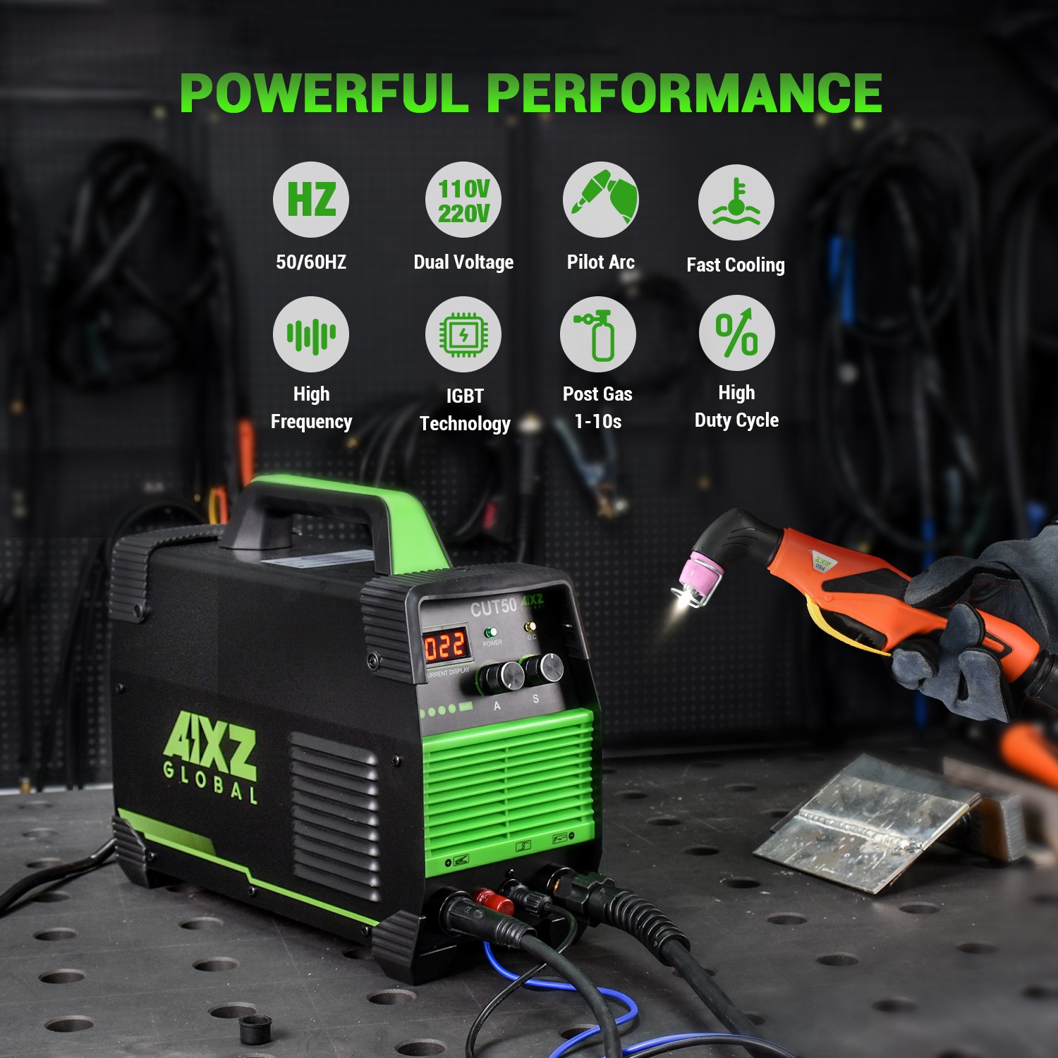 Plasma Cutting Machine HF 50A Non-Touch Pilot Arc Plasma Cutter 110/230V &Helmet