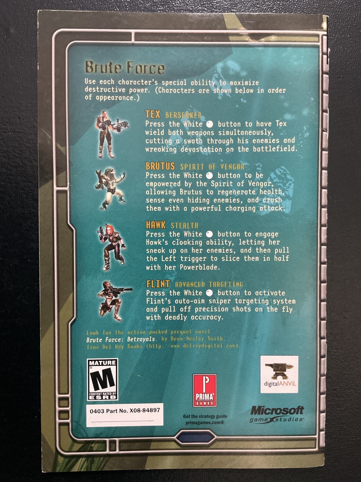 Brute Force Microsoft XBOX Instruction Manual Only