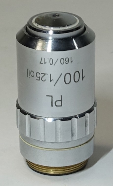 Fisher Scientific Microscope Objective Lens PL 100x/1.25 Oil 160/0.17
