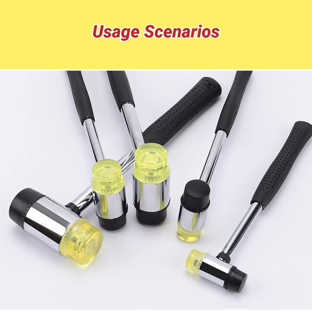 Kadimendium 2 Set Rubber Striking Head Hammer Replacement Tips Black,yellow