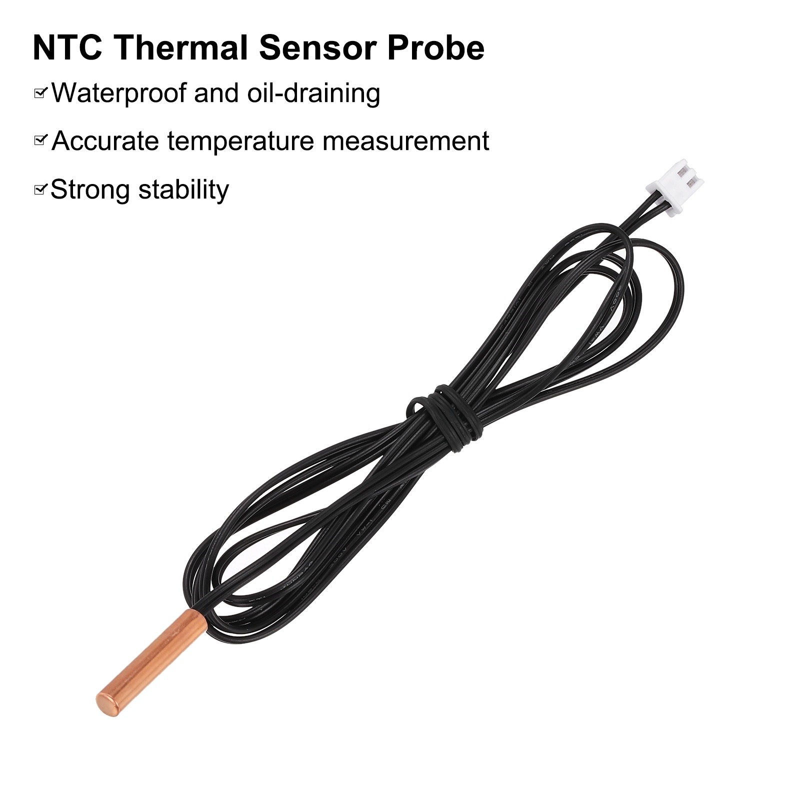 2Pcs 15K NTC Thermal Sensor Probe, 39.4" Cylindrical Sensitive Temp Sensor