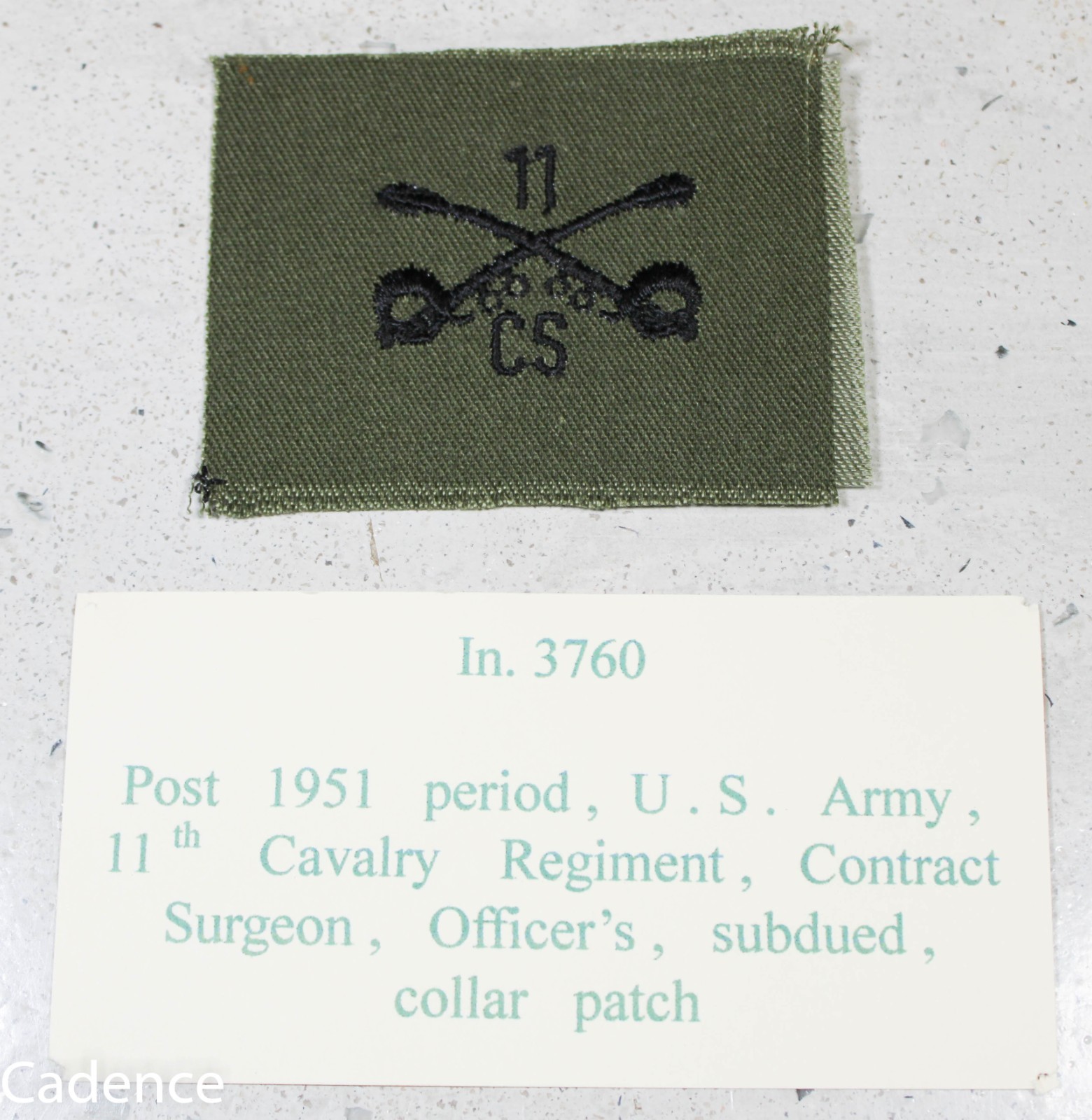 US Vietnam Era 11th Cavalry Regiment Combat Support Collar Insignia Patch B570