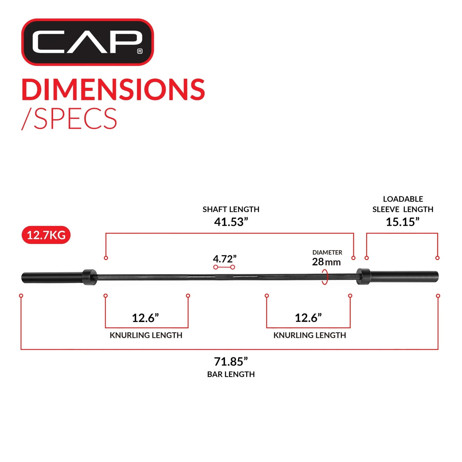 CAP Barbell Olympic Weight Bar, 6 Ft.