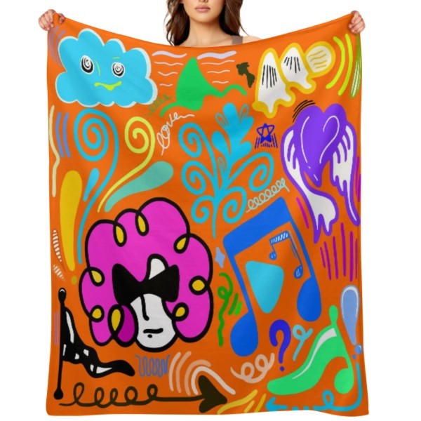 Graffiti Pattern Large Sublimation Front Print Flannel Throw Blanket 6263-1