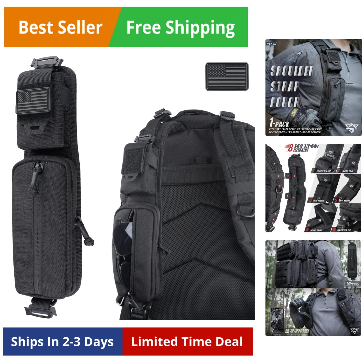 Molle Accessories Pouch of Double Zipper Pocket Version, Backpack Strap Pouch...