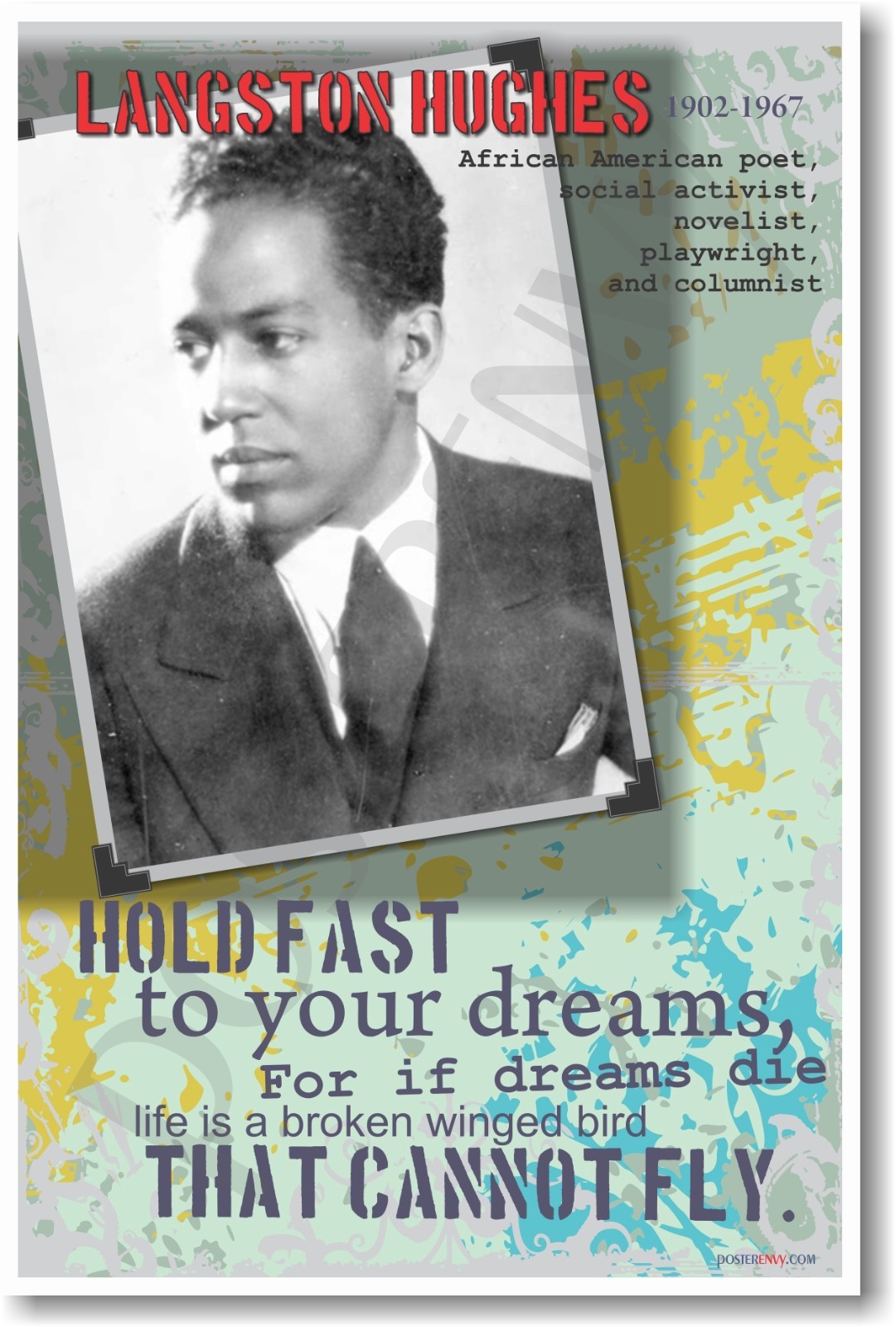 Langston Hughes - African American Poet - NEW Classroom Motivational POSTER