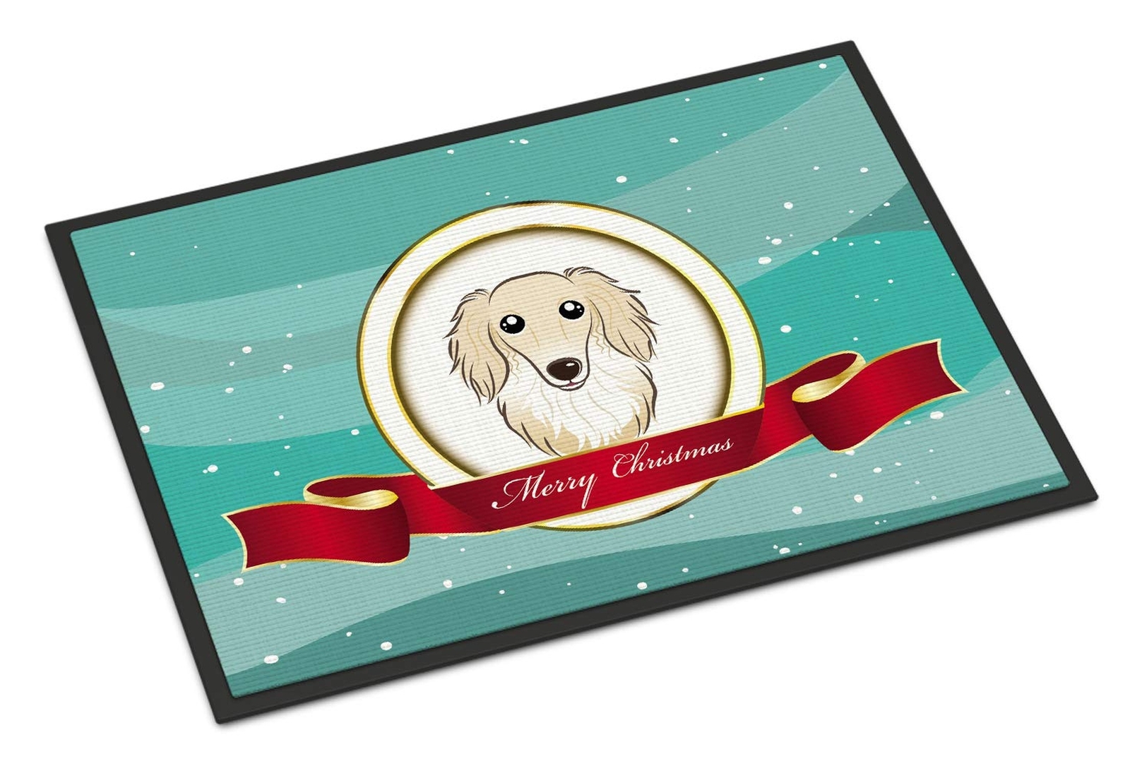 Caroline's Treasures BB1522MAT Longhair Creme Dachshund Merry Christmas Doorm...