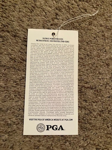 2015 PGA CHAMPIONSHIP WHISTLING STRAITS BADGE TICKET WEDNESDAY 8/12 JASON DAY GR