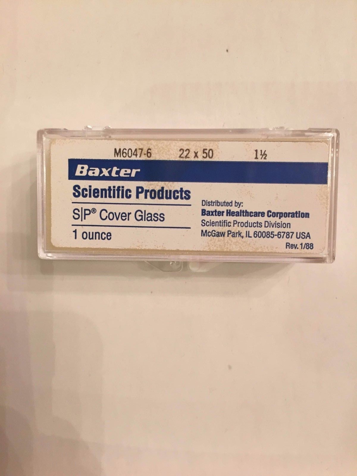 SALE! Baxter Scientific microscope cover glass 22x50mm rectangular No.1 1/2  NIB