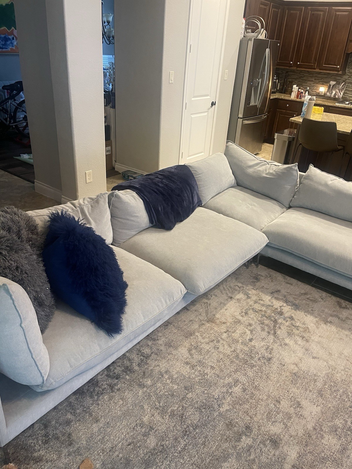Light Gray Modern Sectional Sofa 5-Seater Woven Fabric for Living Room