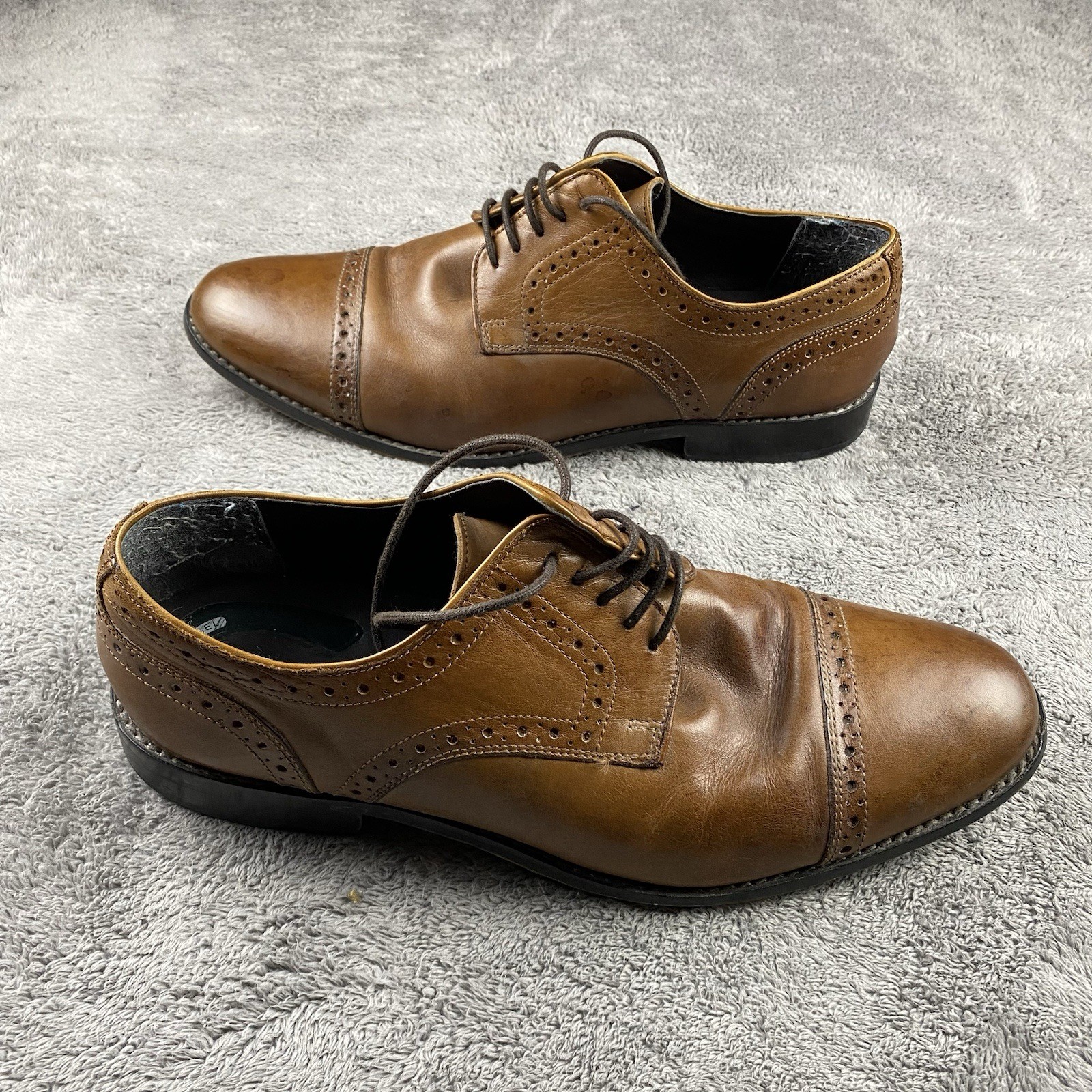 Nunn Bush Brown Leather Oxford Dress Shoes Mens Size 10.5 M Comfort Gel