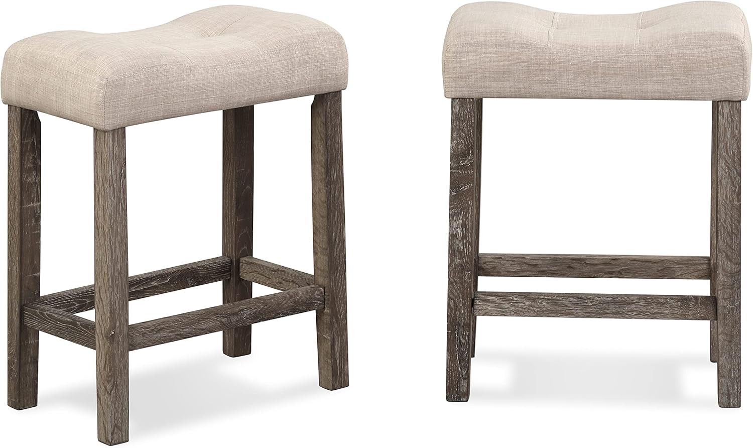 Sora Button Tufted Counter Height Saddle Stools Set of 2 Taupe