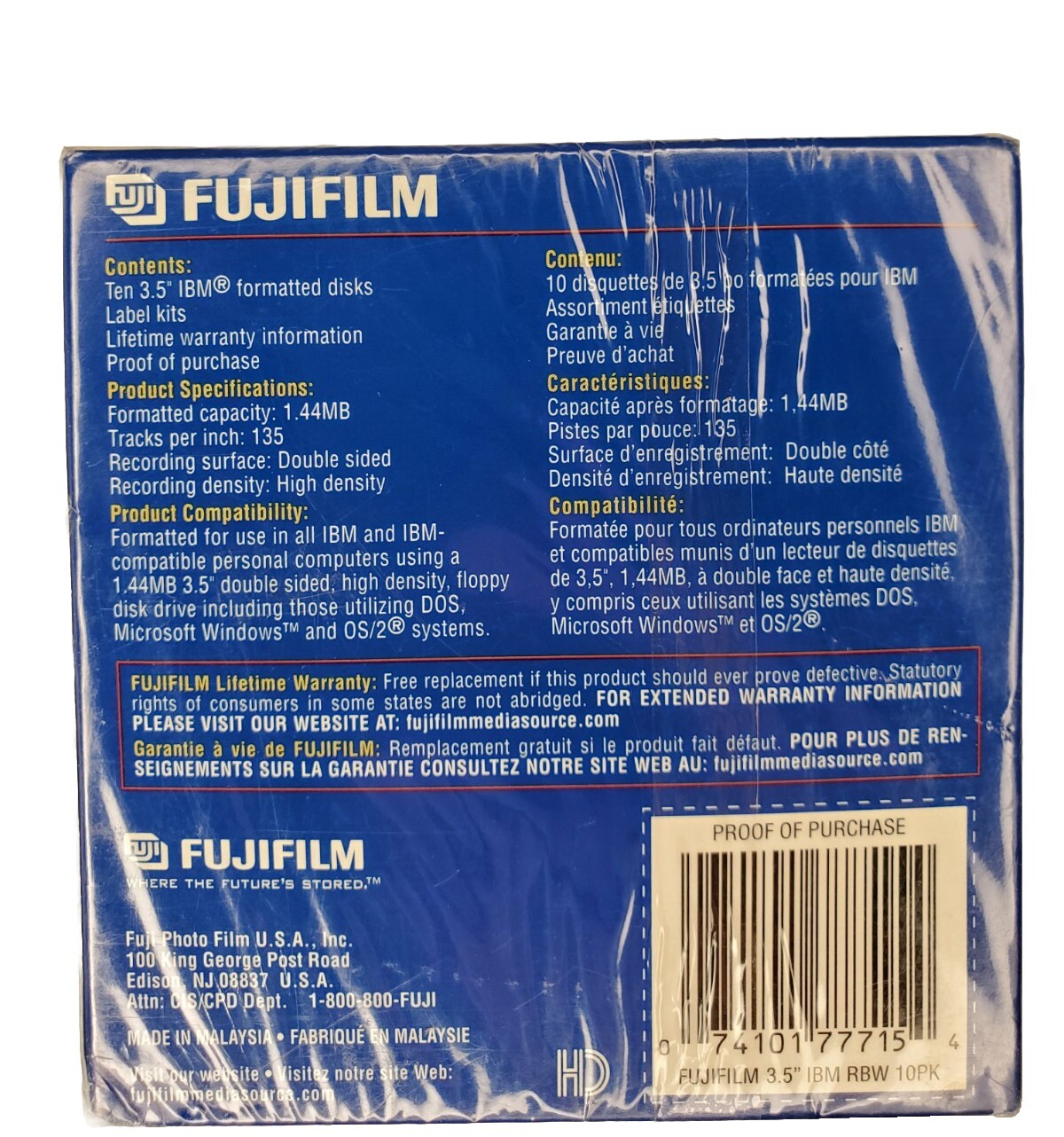 NEW Fujifilm Floppy Disk 3.5 PC IBM Formatted 2HD Diskettes High-Density 10-Pack