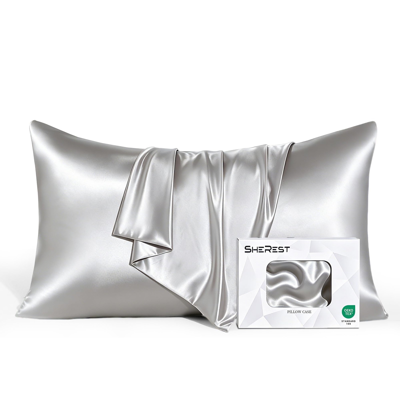 Cooling Pillowcases Standard Size - Silky & Breathable, Silk-Like Soft Satin ...