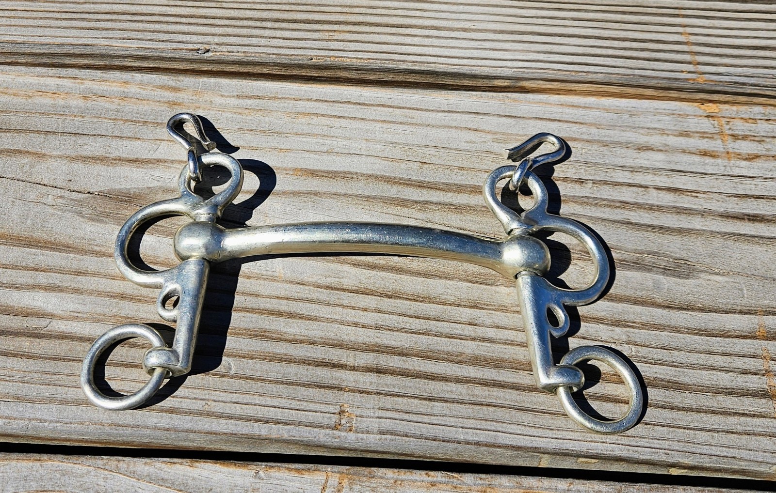 Never Rust England Nickel Pelham Horse Bit - 5" Mouth With Leather Reins
