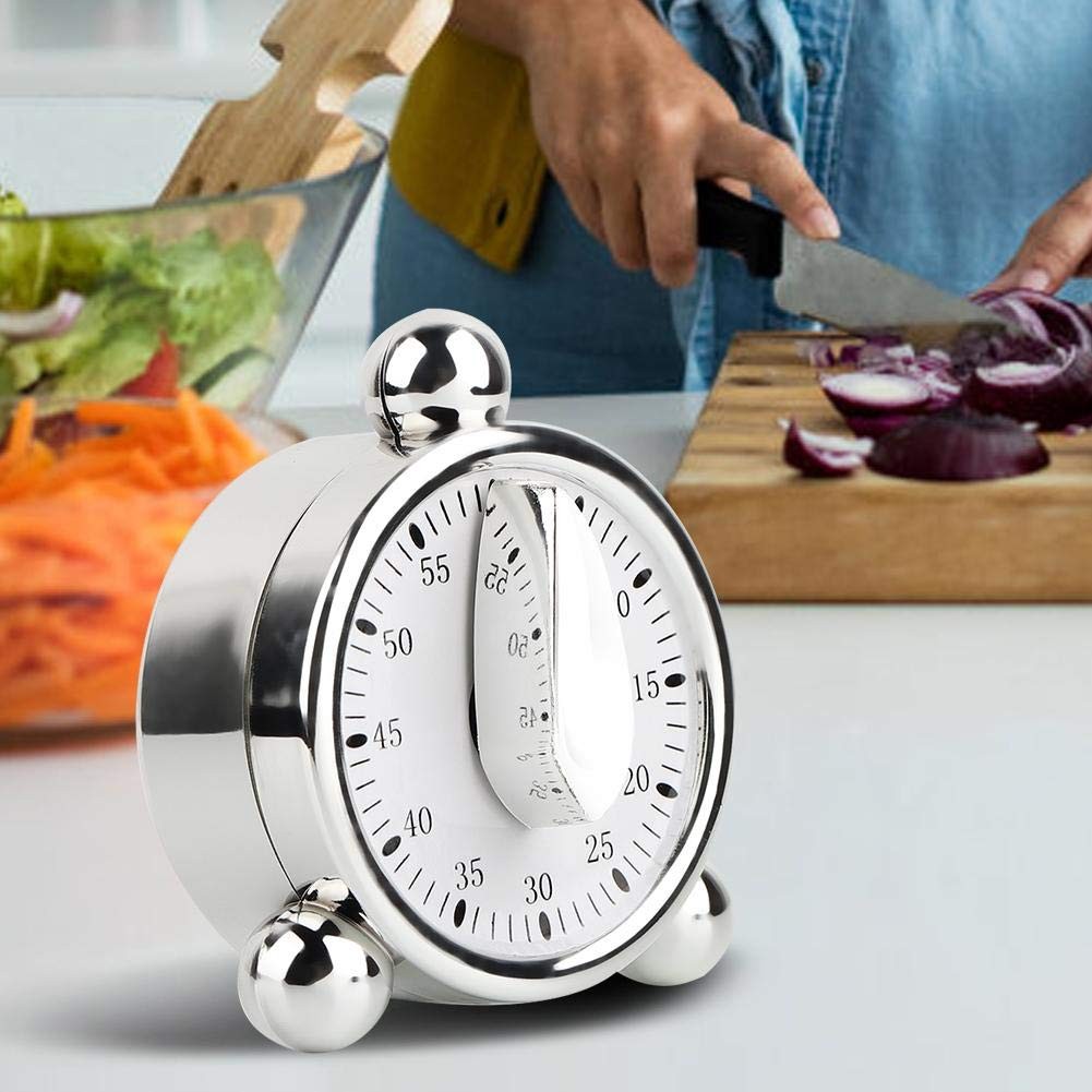 60 Minutes Kitchen Timer, Stainless Steel Egg Shaped Mechanical Cooking Timer...