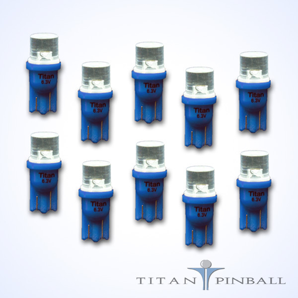 (10 Pack) - 6.3 Volt LED Bulb Flat Top 555 Base (T10) Pinball - BLUE