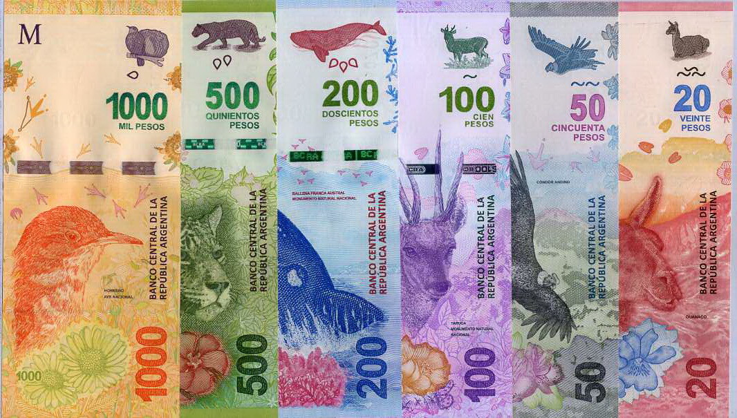 Argentina Set 6 Pcs 20 50 100 200 500 1000 Pesos Mixed Year/Prefix P 361-366 UNC