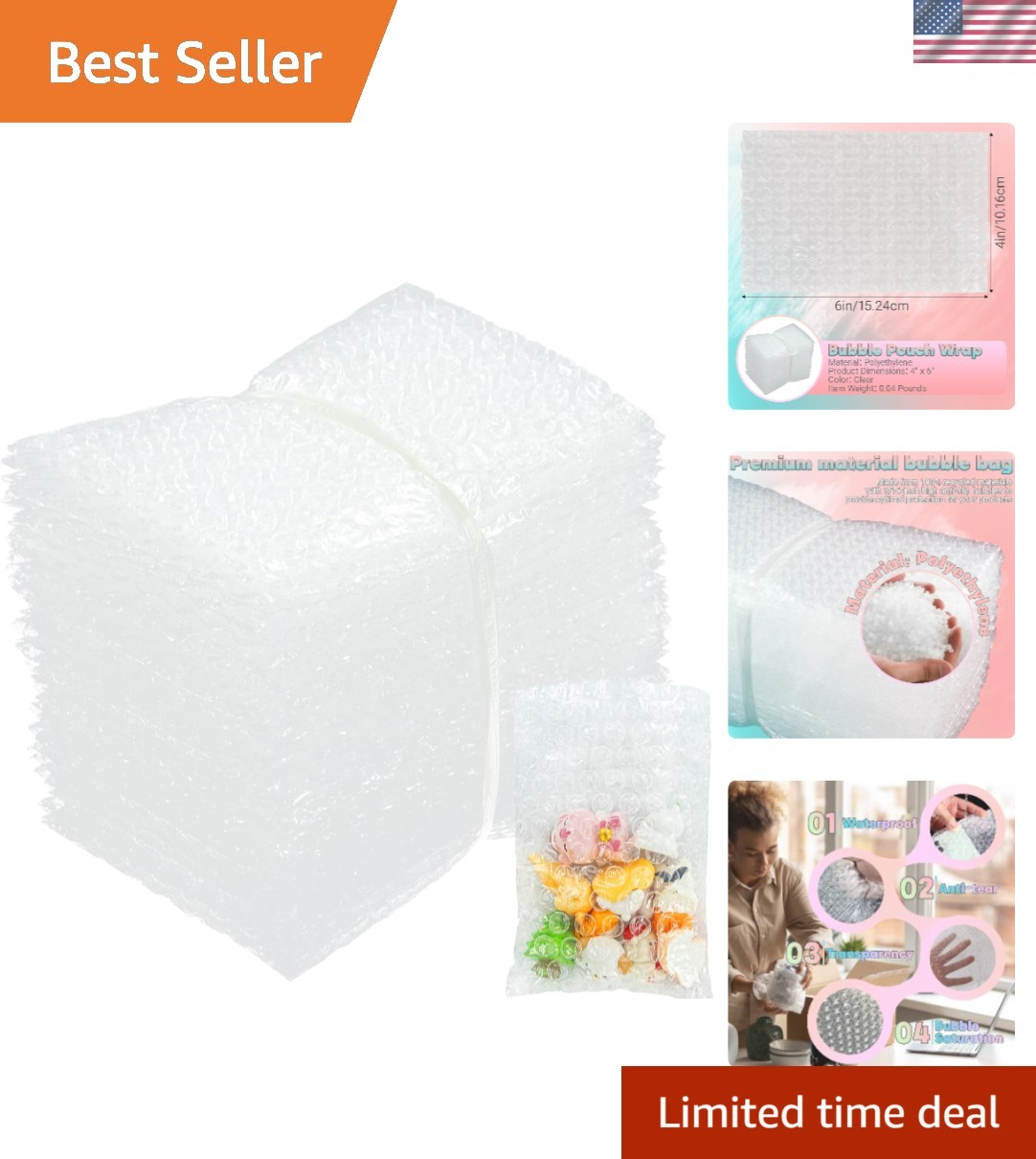 4"x6" Clear Bubble Bags - 50-Pack Superior Shipping Protection for Fragile Items