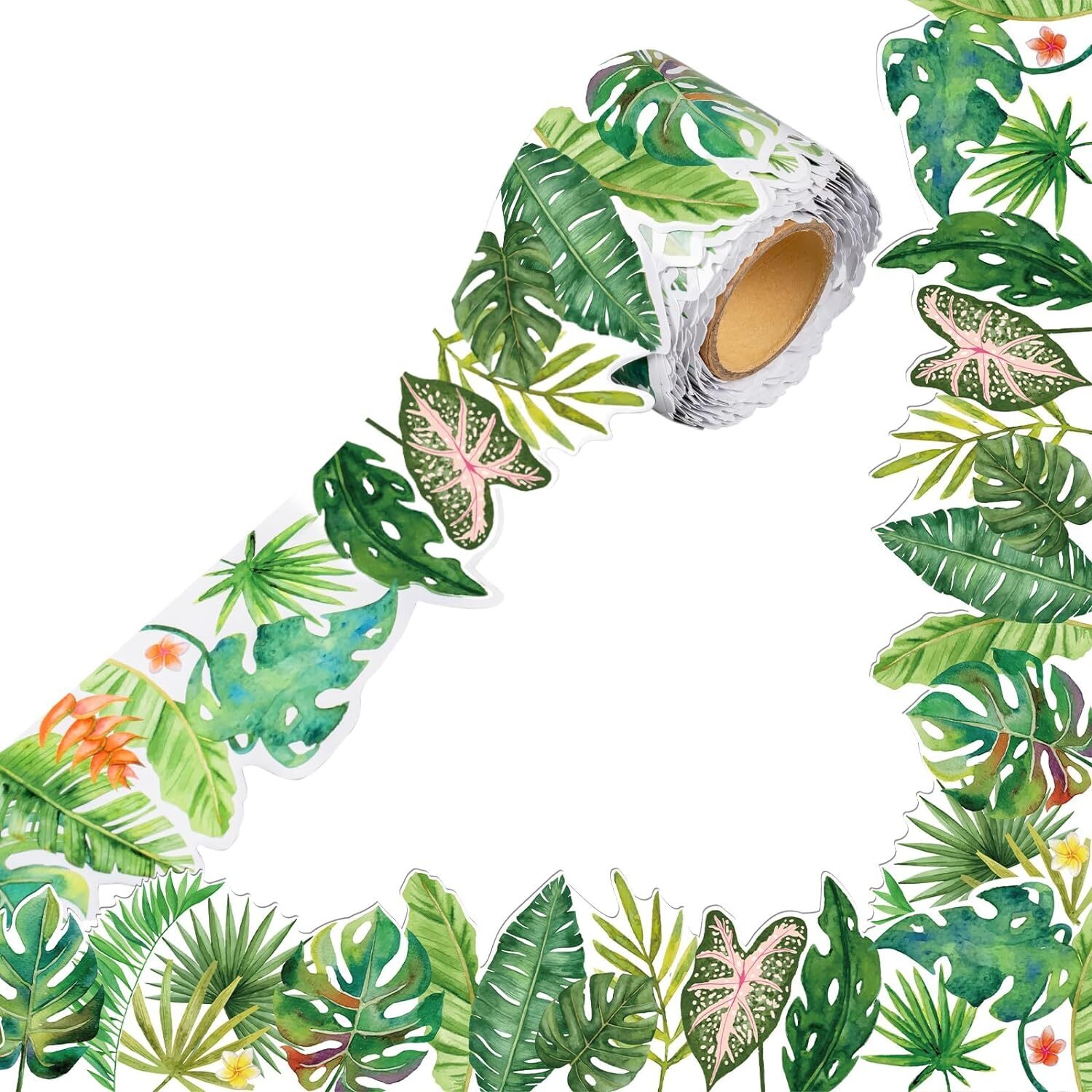 50ft Greenery Bulletin Board Border Decorations - Boho Die-Cut Green
