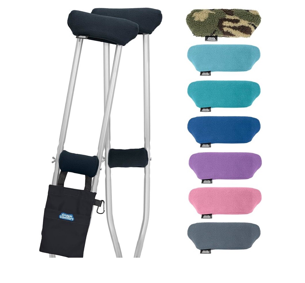 Universal Crutch Underarm Pad and Hand Grip Covers - Soft Fleece - Dark Blue