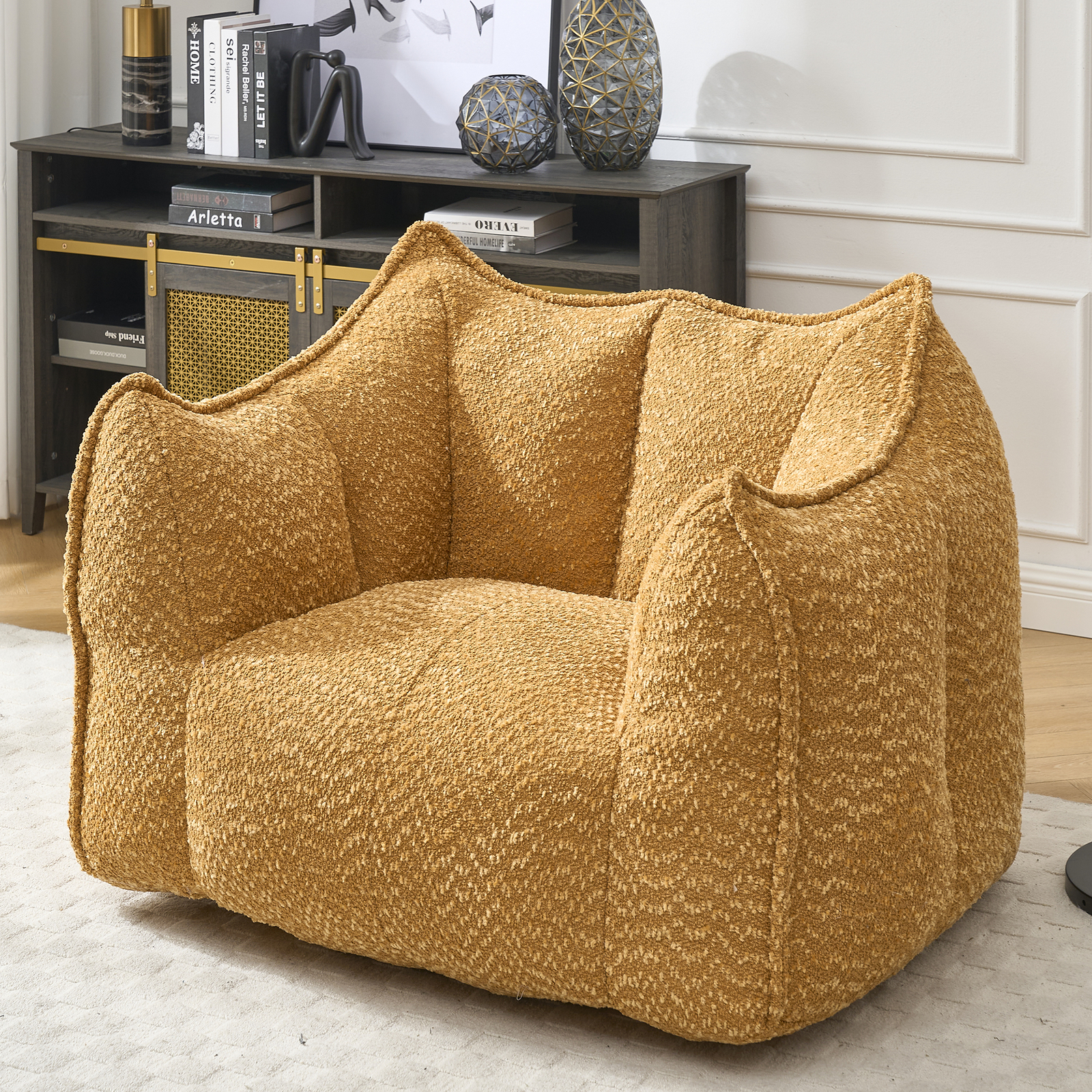 Bean Bag Chairs resilient foam for bedrooms comfortable square lazy sofa Yellow