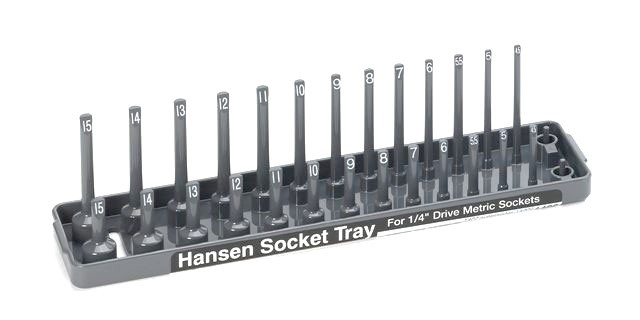 Hansen Global 1402 Metric Socket Organizer 1/4 Inch Drive Gray Plastic New