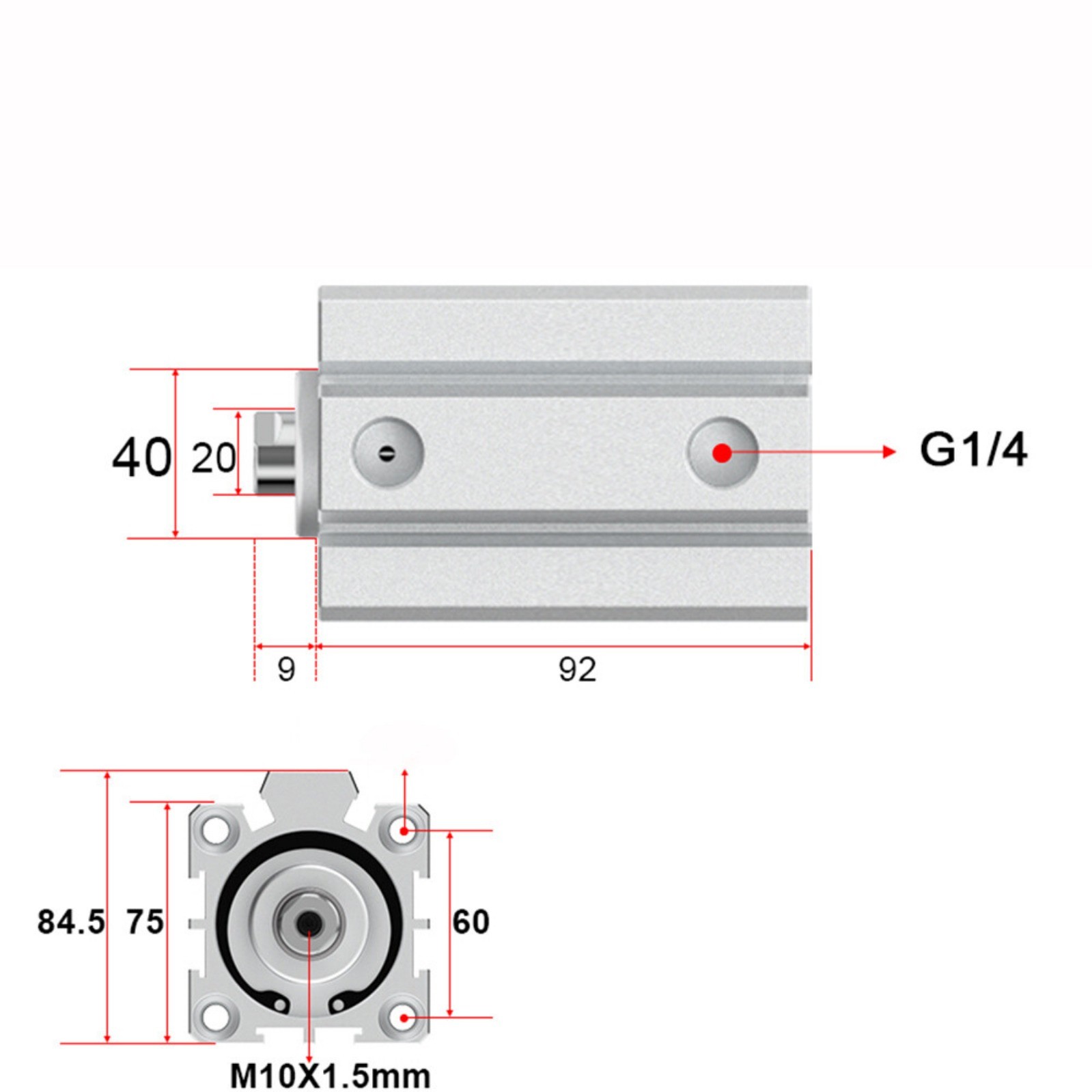 SDA63X5-X100 SDA63 Double Acting Without Magnet Pneumatic Small Thin Cylinder