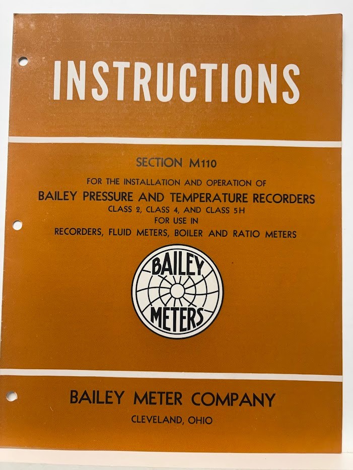 Vtg Bailey Meter Co Instruction Manual Pressure & Temperature Recorders 1947